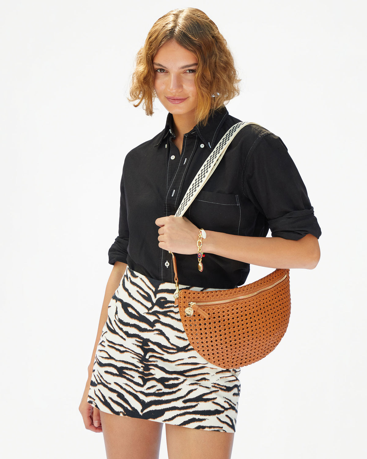 Adjustable Crossbody Strap on Grande Fanny on model