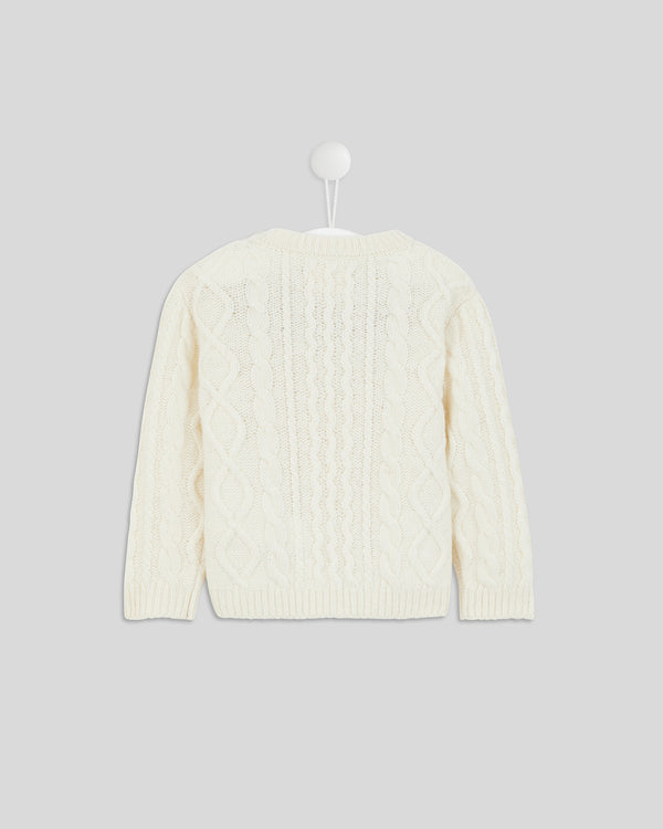 back image of the Baby Fisherman Sweater in Cream with Navy Charmant