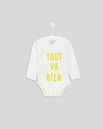 Cream w/ Marigold Tout va Bien Baby Onesie