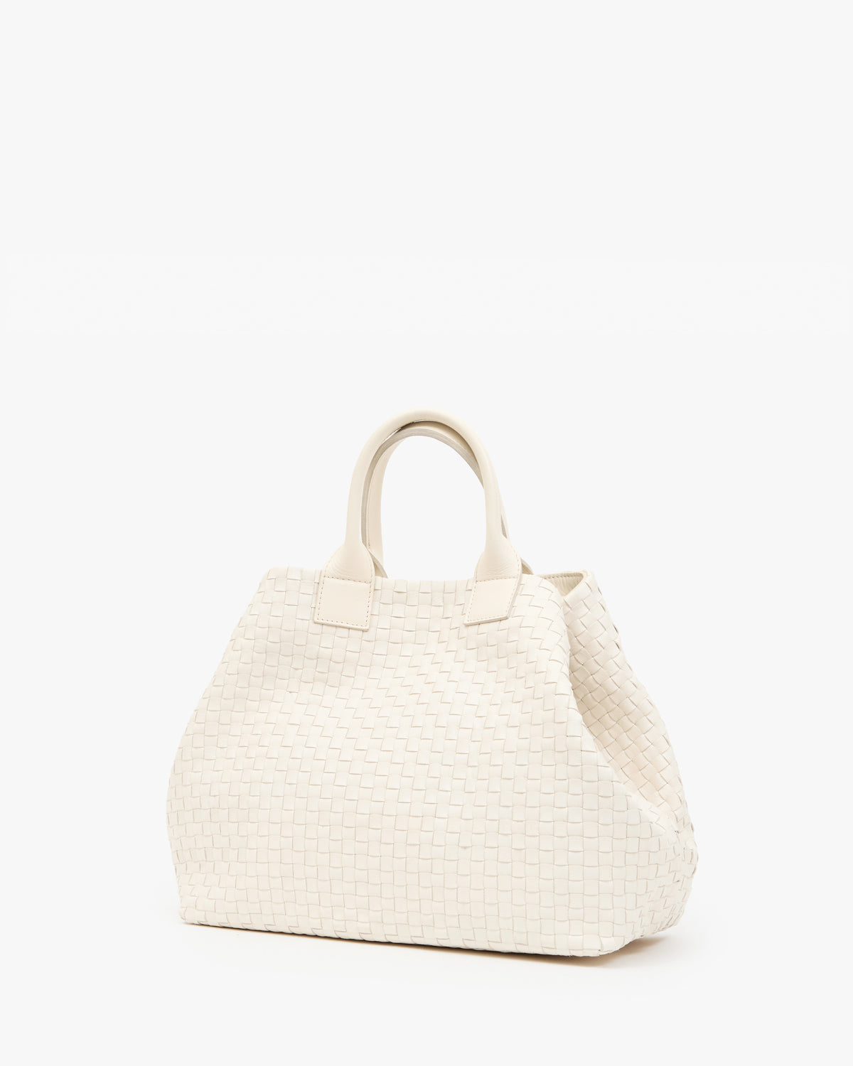 Bateau Tote is cinched into a dumpling shape using its interior snap hook
