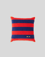 Navy & Poppy Stripes w/ Yellow Eyes Coussin
