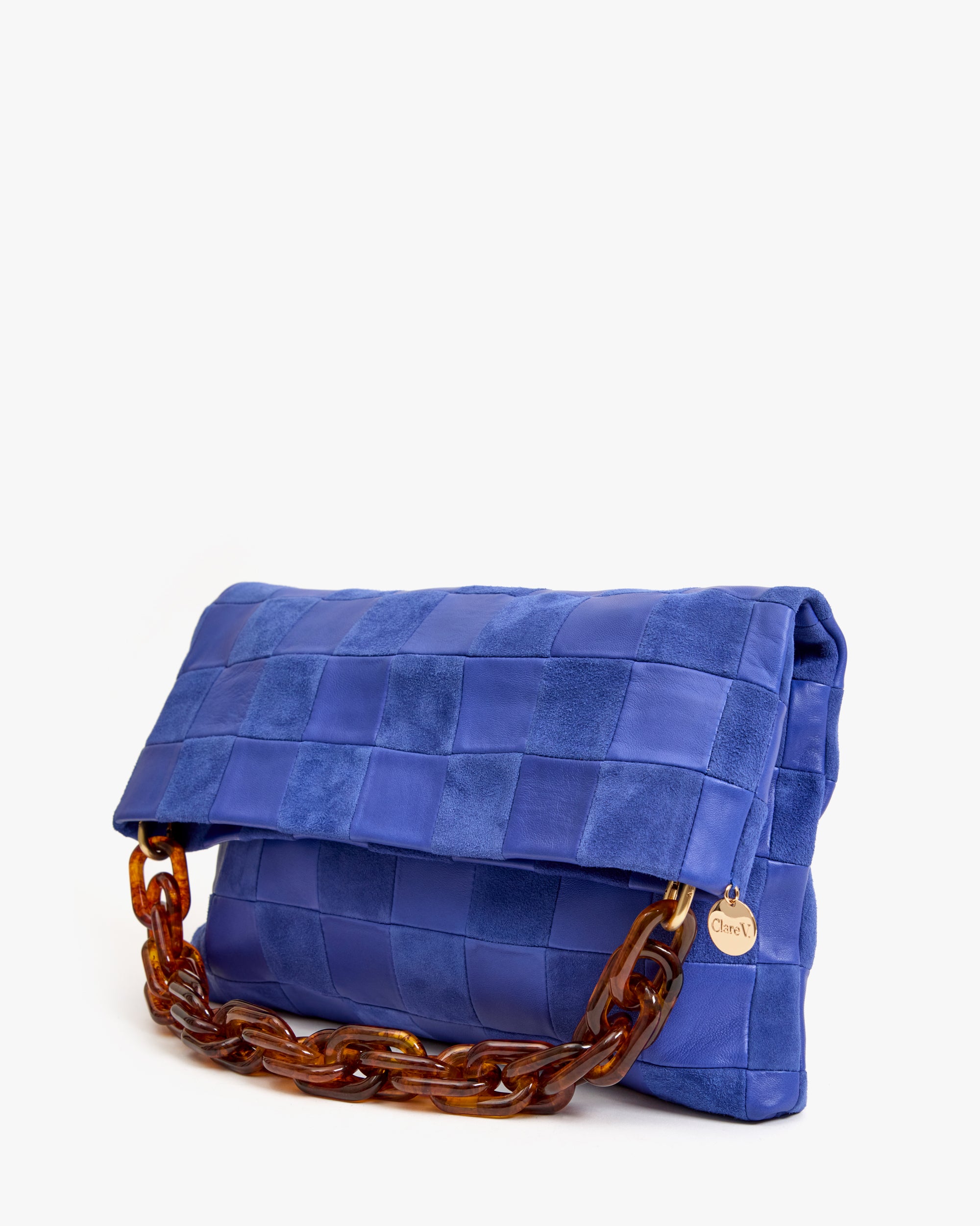 Carryall Clutch with tortoise resin shortie strap