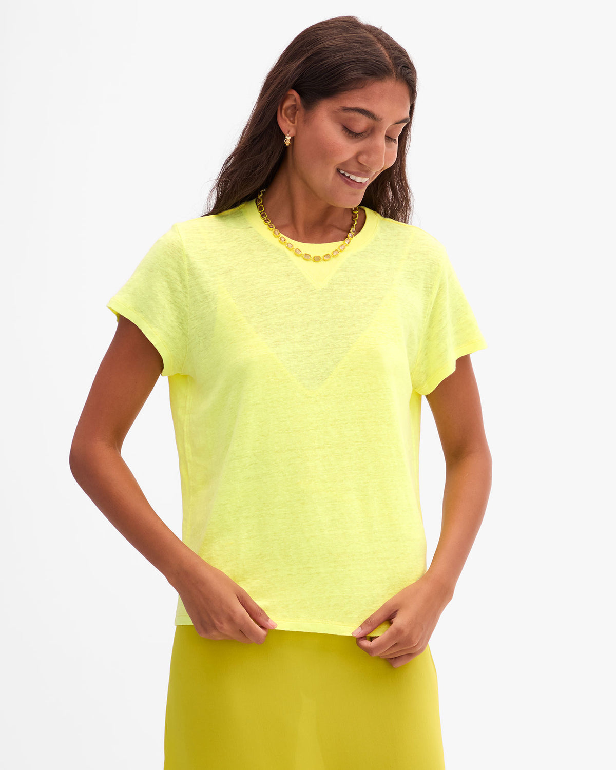 Lizzy smiling with Classic Tee