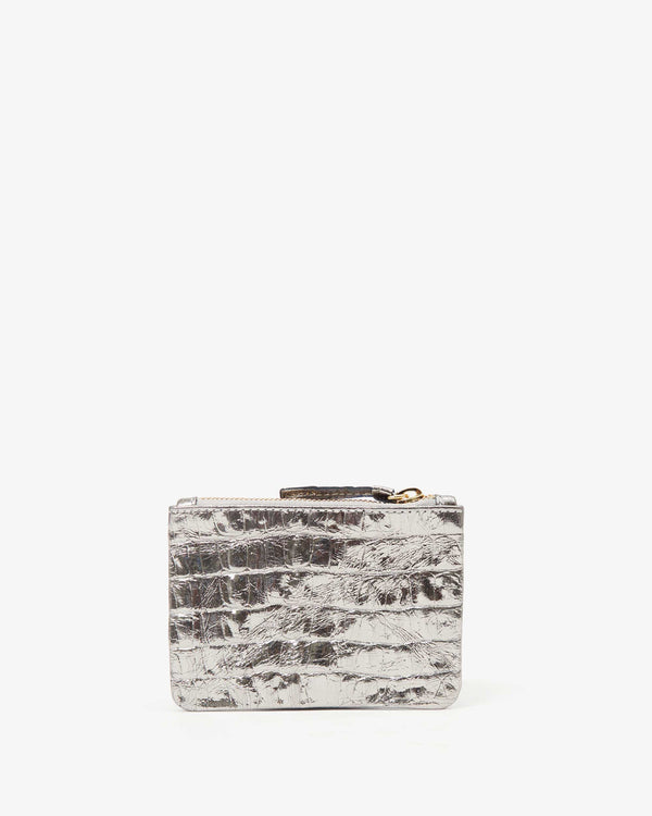 back image of the Silver Metallic Croco Coin Clutch