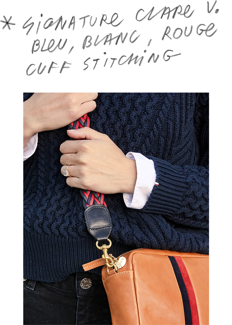 Signature Clare V. Bleu, Blanc, Rouge Cuff Stitching