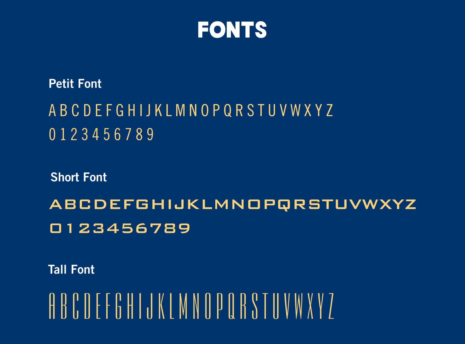 Available Gold Foil Monogram fonts - Petit, Short, and Tall.