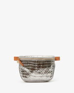 Silver Metallic Croco Fanny Pack