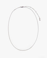 flat image of the Sterling Silver Fine Box Chain Necklace showing the extender portion of the chain