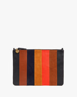 Suede / Nappa / Rustic Patchwork Flat Clutch with Tabs