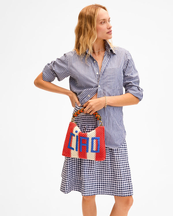 Braided Top Handle on Flat Clutch w Tabs