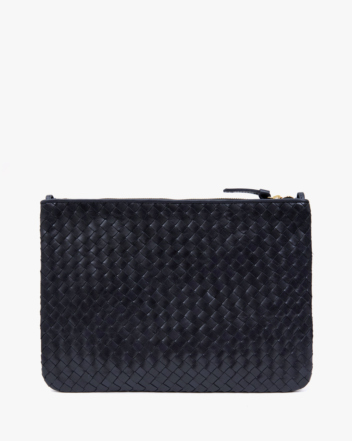 Back View of Flat Clutch with Tabs in Twilight Diagonal Woven with Poppy Hearts