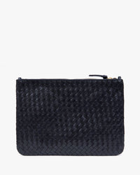 Back View of Flat Clutch with Tabs in Twilight Diagonal Woven with Poppy Hearts