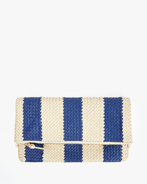 Clare V. Stripe Leather Clutch with Tabs