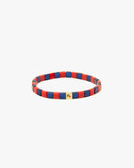 navy and poppy Glass Beaded Stretch Bracelet