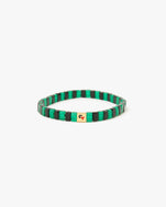 Black & Emerald Glass Beaded Stretch Bracelet