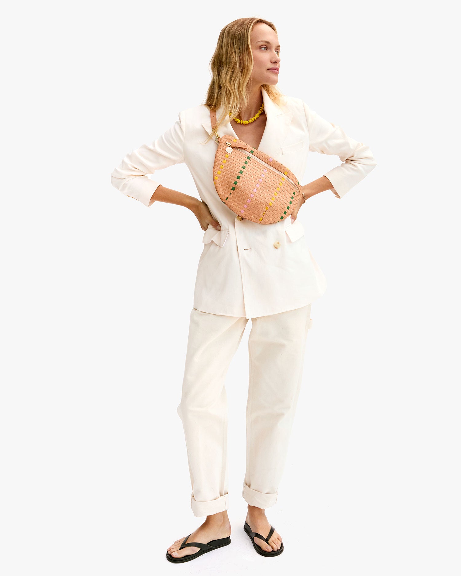 Bisque Woven Checker with Stripe Grande Fanny on Mae