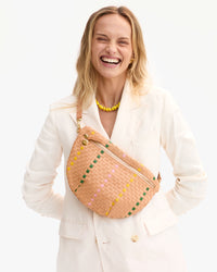 Bisque Woven Checker with Stripe Grande Fanny on Mae