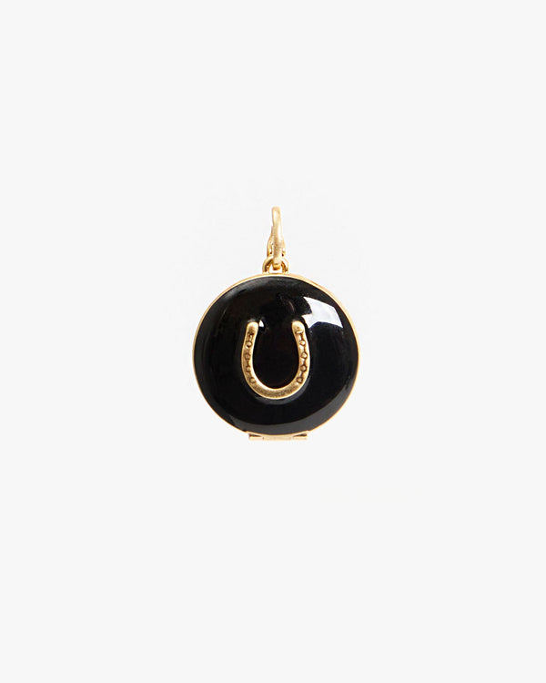 Black Horseshoe Enamel Locket