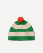 Pagoda & Oatmeal Stripe Pompom Hat