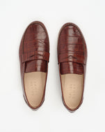 Jamie Haller Brown Croc Embossed Penny Loafer