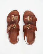 Jamie Haller Double Buckle Sandal in Cognac