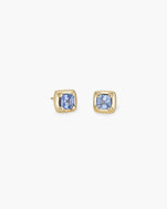 Kathryn Bentley Square Studs in Blue Sapphire