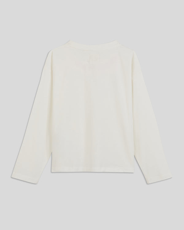 back view of the Cream w/ Dusty Pink Charmant Kids Boxy Longsleeve Tee