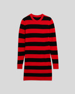 Black & Poppy Stripe Long Sleeve Dress