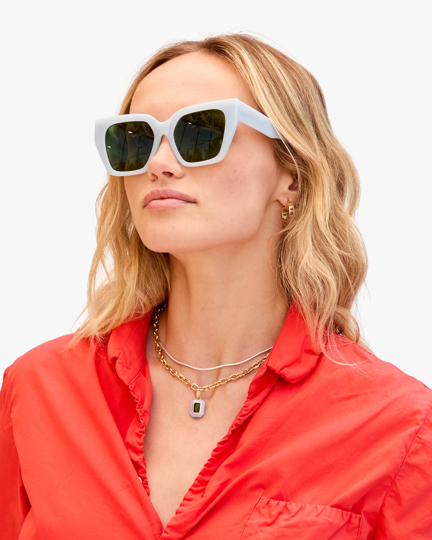 La Colorblock Gemme Charm on Charm Chain Necklace