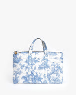 St. Calais Blue Quilted Linen Toile Laptop Case