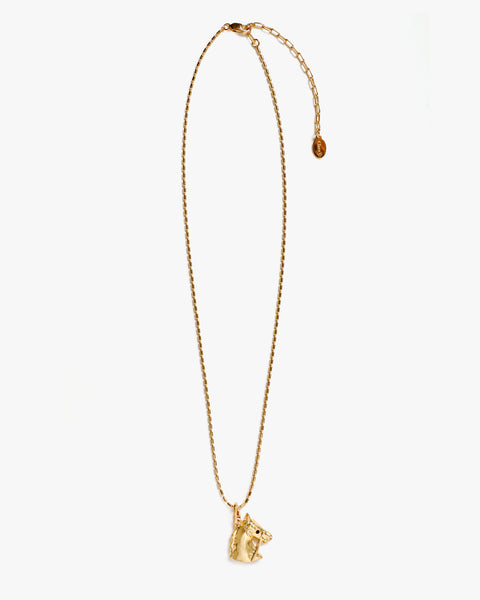 Collier Vintage LERITZ - Pendentif Voltigeur à Cheval En Métal Doré - Occasion