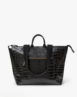 Le Zip Sac with Travel Pocket in Black Congo Croco