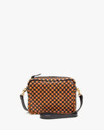 Black & Natural Woven Checker Midi Sac