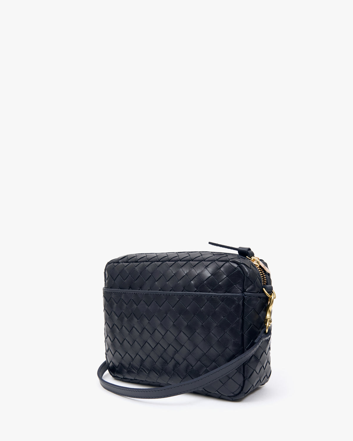 Back of the Twilight Diagonal Woven which shows the exterior pocket that is the same width as the bag. 