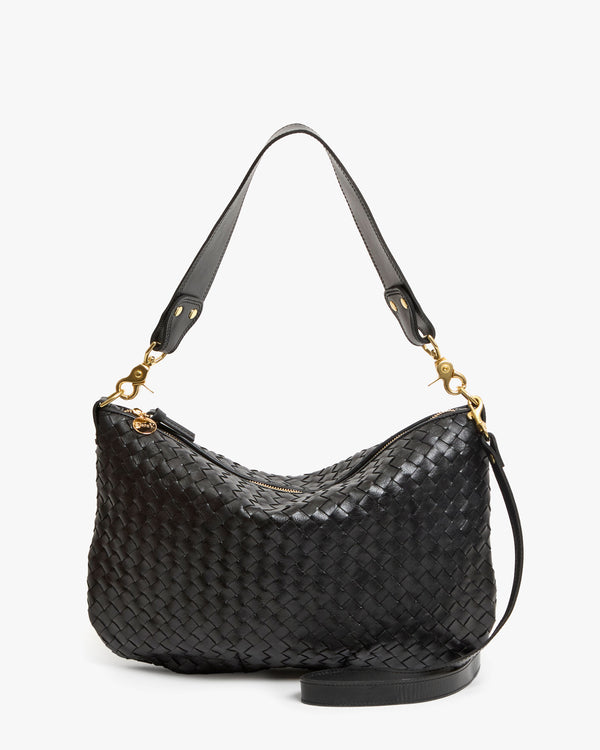 Moyen Messenger in Black Medium Woven Diagonal