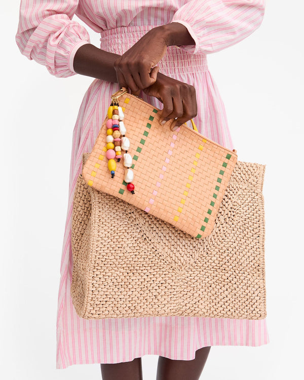 Multi Beaded Fob on Flat Clutch w/ Tabs