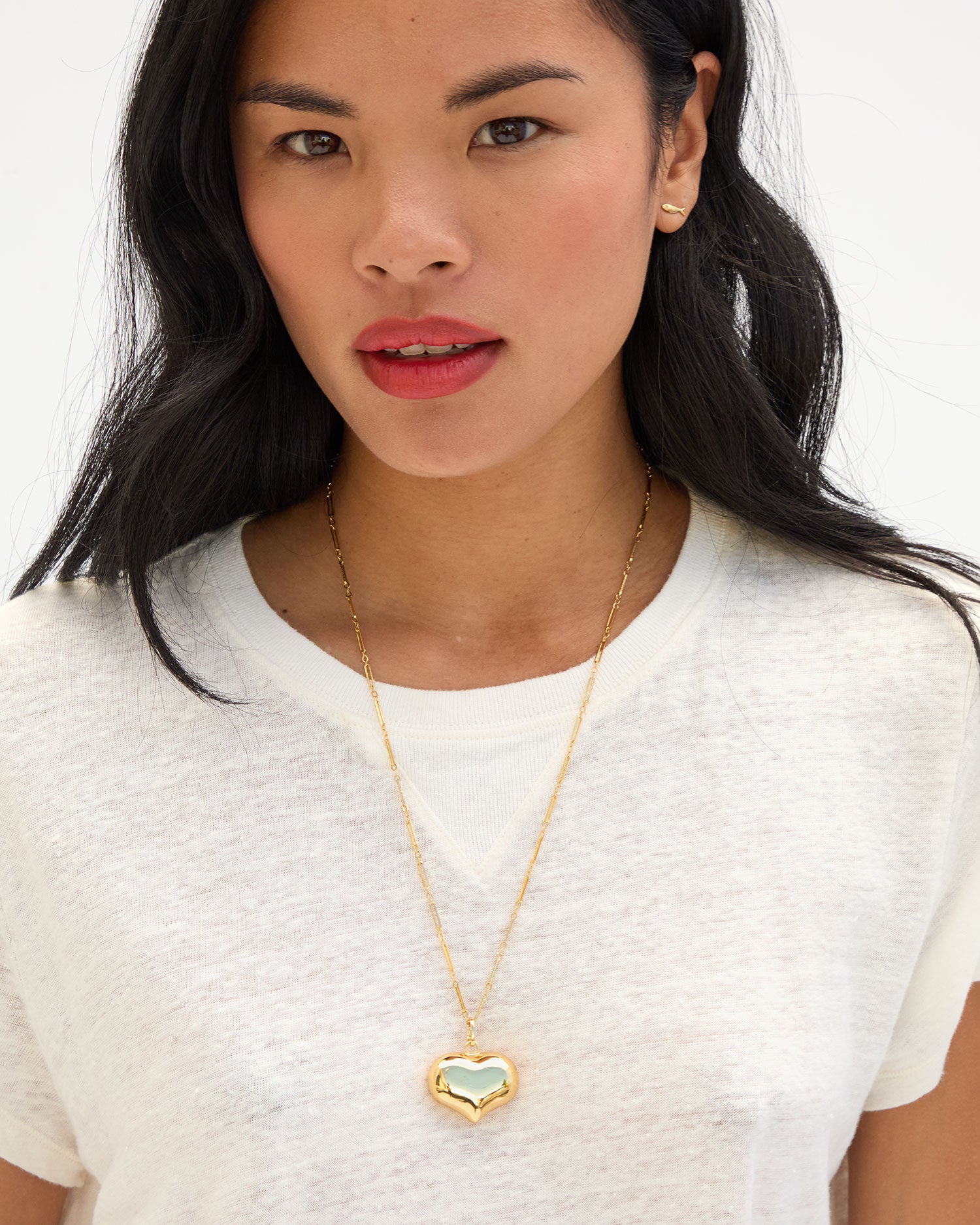 Mylar Heart Necklace on Sandra