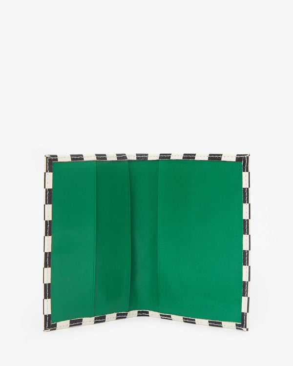 Interior of the Black & Cream Checkers Passport Sleeve