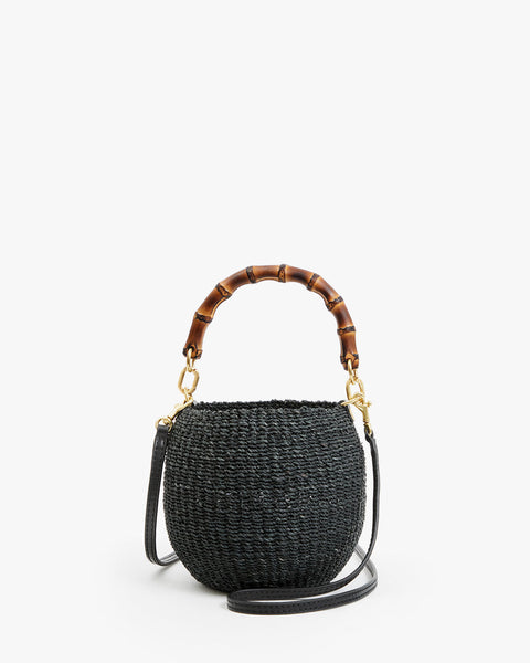 【新品未使用】〈ティミー・ウッズ〉ビーズハンドル付き・黒い木のバッグ Petit Pot de Miel w/ Bamboo Handle – Clare V.