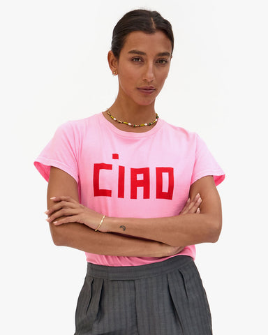 Neon Pink Ciao Classic Tee on Hayley