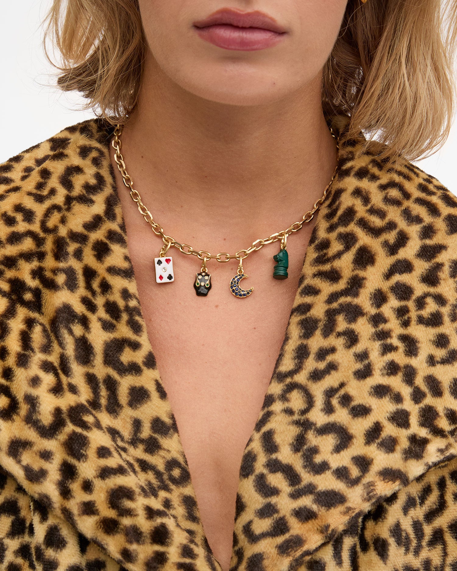 Carte Charm on Charm Chain Necklace