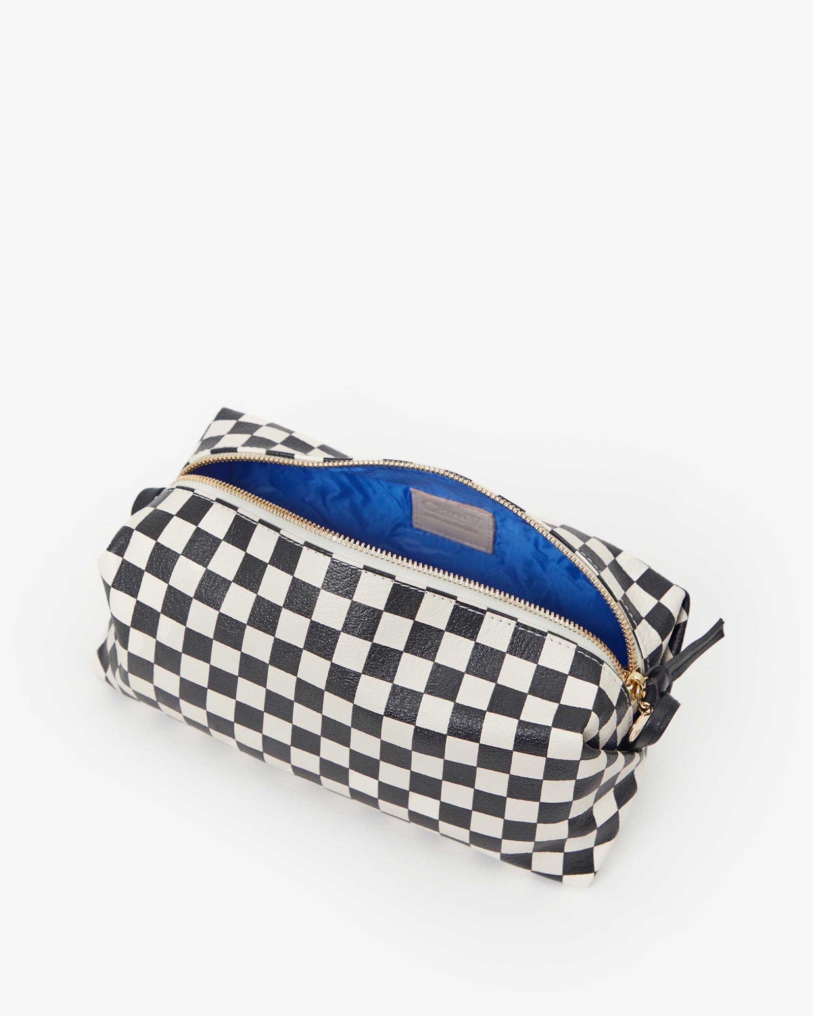 interior image of the Black & Cream Checkers Toiletry Case