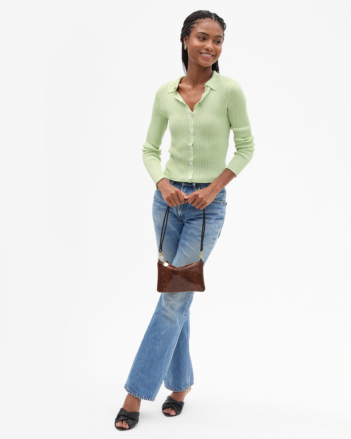 Vitoria holding Wallet Clutch w Tabs with Shoulder Strap