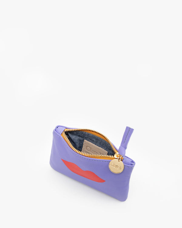 Violet w/ Lips Coin Clutch - Interior