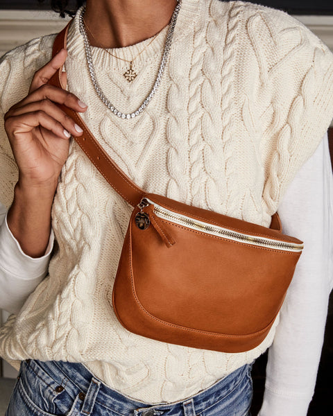 Midi Sac Clare Vivier Belt Bag Fanny Pack Tan Neptune Leather – Clare