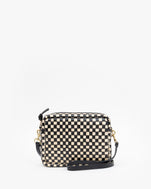 Black and Cream Woven Checker Midi Sac - Front