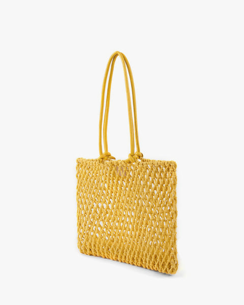 Clare V. Yellow Straw Crossbody Bag