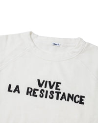 White Vive La Resistance Swetashirt - Detail of Graphic