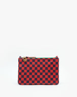 Red and Navy Checker Wallet Clutch w/ Tabs