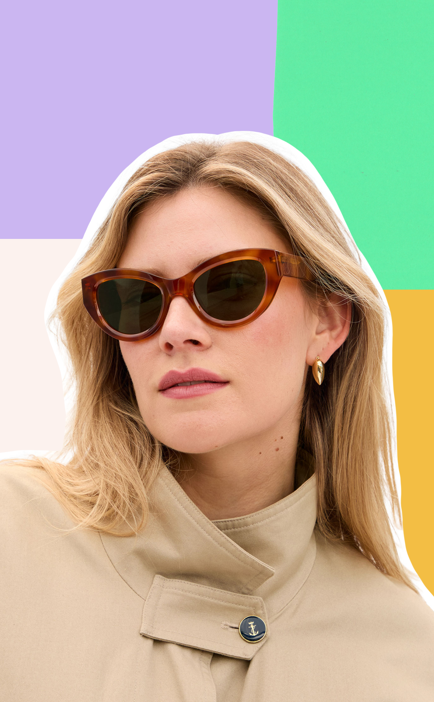 Model wearing Clare V. Sunglasses.